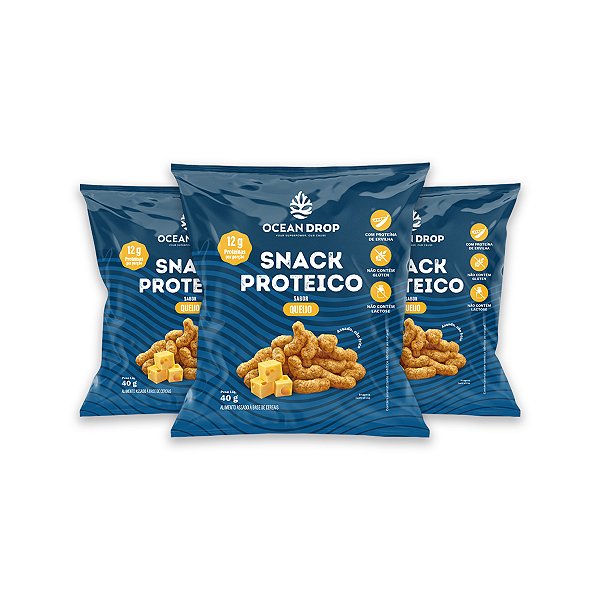 Kit 3 Snack Proteico Ocean Drop 40g Sabor Queijo