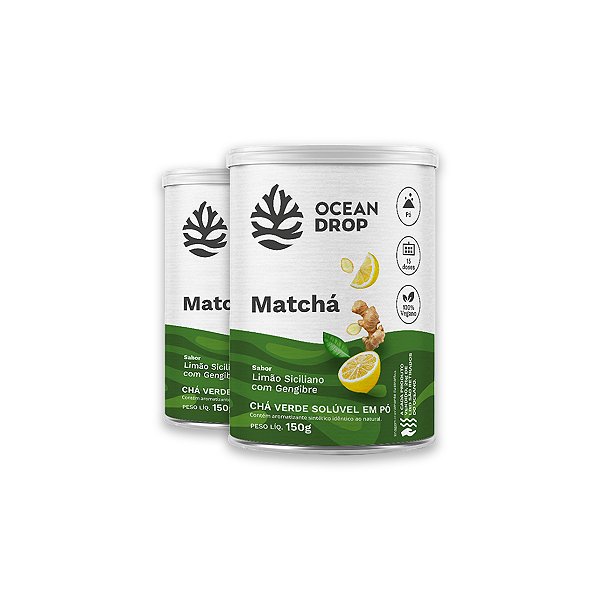 Kit 2 Matchá Ocean Drop Limão Siciliano e Gengibre 150g