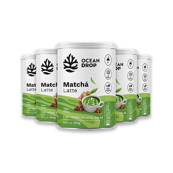 Kit 5 Matchá Latte Ocean Drop Sabor Chai 125g
