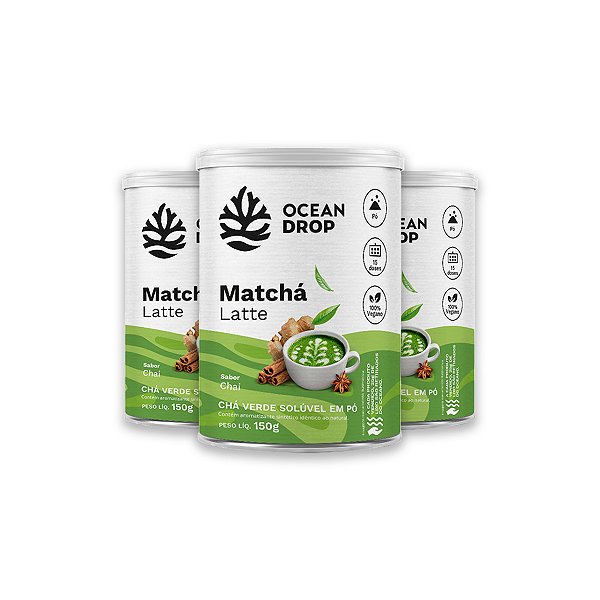 Kit 3 Matchá Latte Ocean Drop Sabor Chai 125g