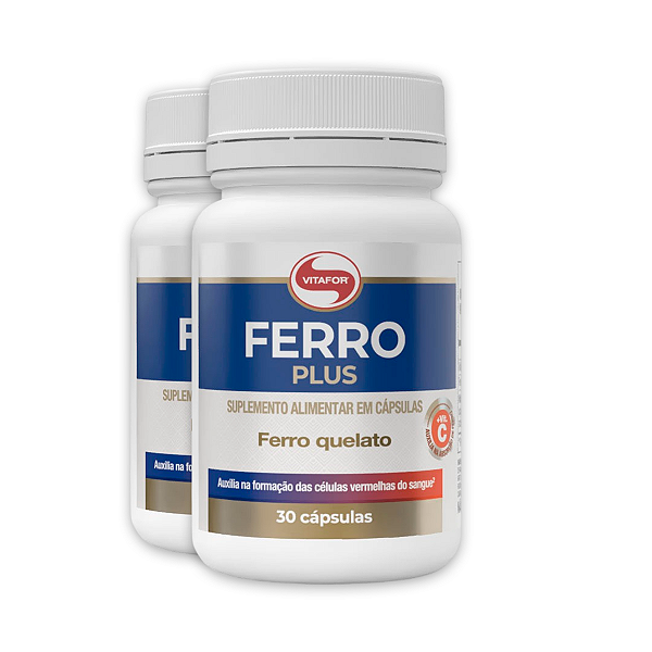 Kit 2 Ferro Quelato Plus Vitafor 30 Cápsulas
