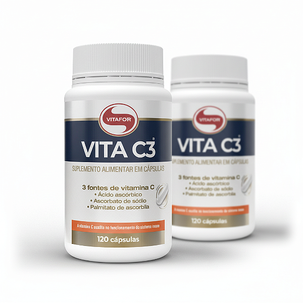 KIT 2 | VITA C3 Vitafor 3 Fontes de Vitamina C 120 Cápsulas