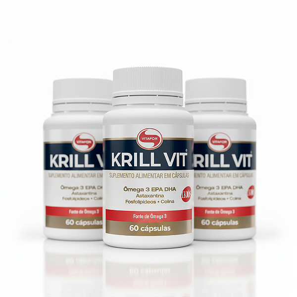 KIT 3 Krill Vit Óleo de Krill e Ômega 3 Vitafor 60 Cáps