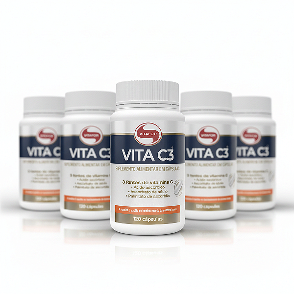KIT 5 | VITA C3 Vitafor 3 Fontes de Vitamina C 120 Cápsulas