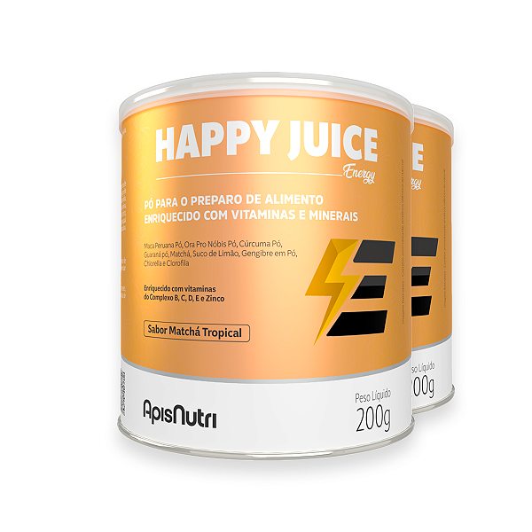 Kit 2 Happy Juice Energy Apisnutri Matchá Tropical 200g