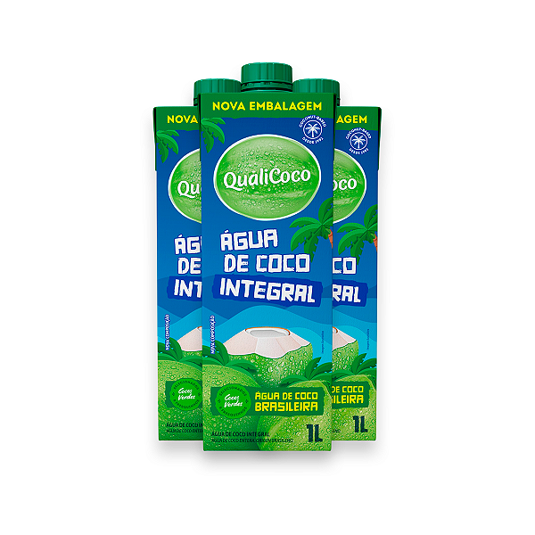 Kit 3 Água de coco Qualicoco Integral 1 Litro