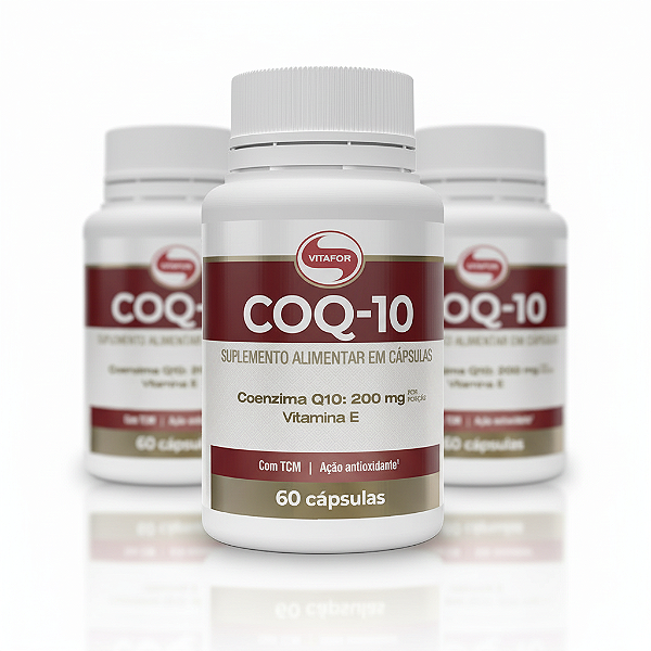 KIT 3 COQ-10 Coenzima Q10 200mg (Vitamina E) Vitafor 60Caps