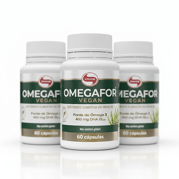 KIT 3 Omegafor Vegan Ômega 3 Vegano Vitafor 60 Cápsulas