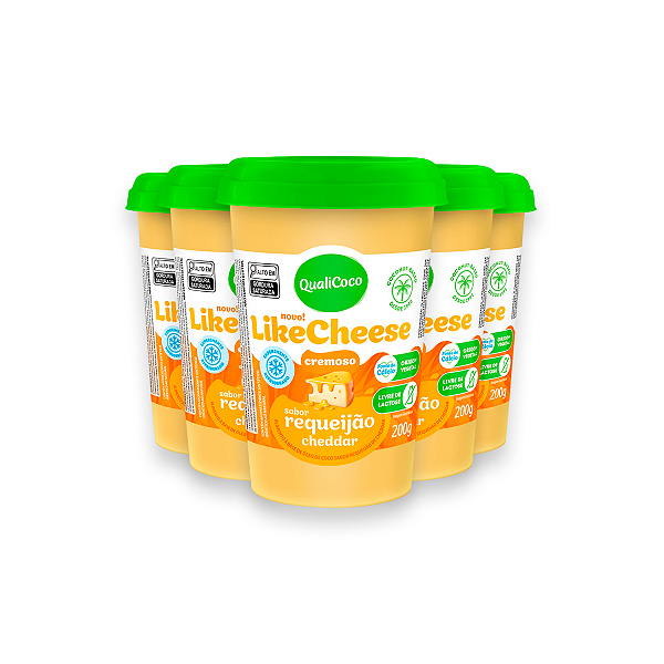 Kit 5 Requeijão Likecheese Qualicoco 200g Cheddar