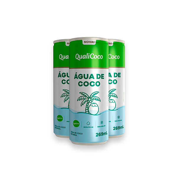 Kit 3 Água de coco Qualicoco Integral 269ml Lata