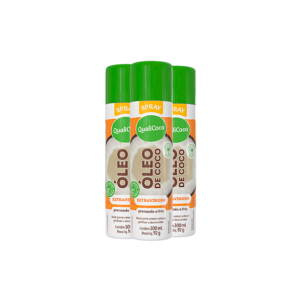 Kit 3 Óleo de Coco Spray Qualicoco Extravirgem 100ml