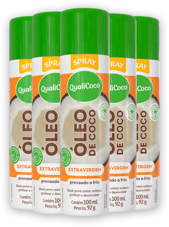 Kit 5 Óleo de Coco Spray Qualicoco Extravirgem 100ml