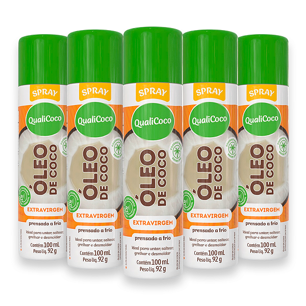 Kit 5 Óleo de Coco Spray Qualicoco Extravirgem 100ml