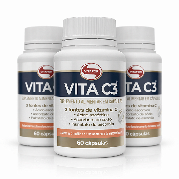 KIT 3 | VITA C3 Vitafor 3 Fontes de Vitamina C 60 Cápsulas