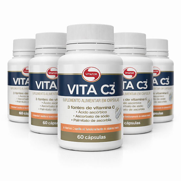KIT 5 | VITA C3 Vitafor 3 Fontes de Vitamina C 60 Cápsulas