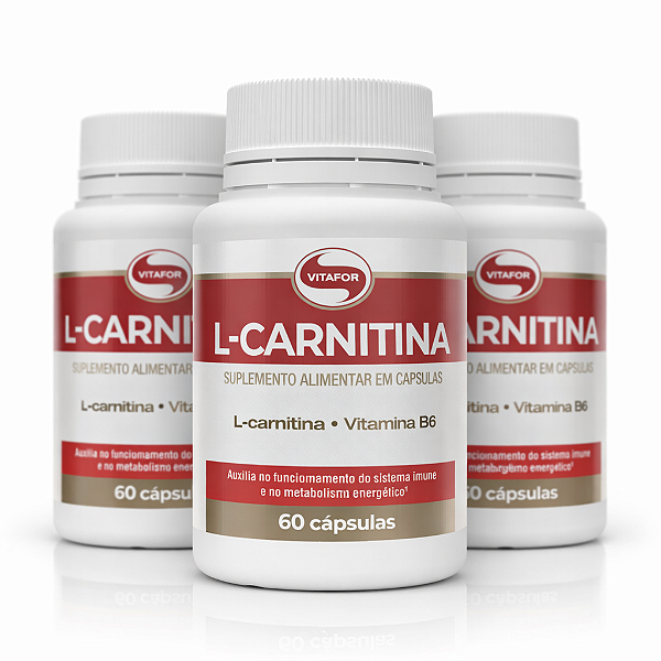 KIT 3 | L-Carnitina Vitafor 60 Cápsulas + Vitamina B6