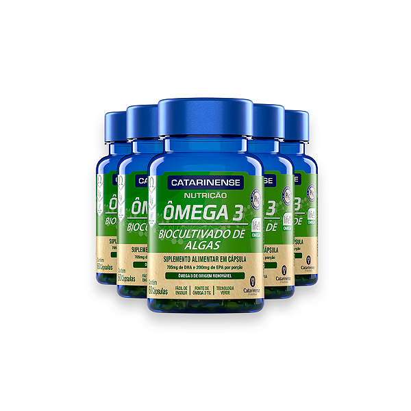 Kit 5 Ômega 3 Biocultivado de Algas Catarinense 60 Capsulas