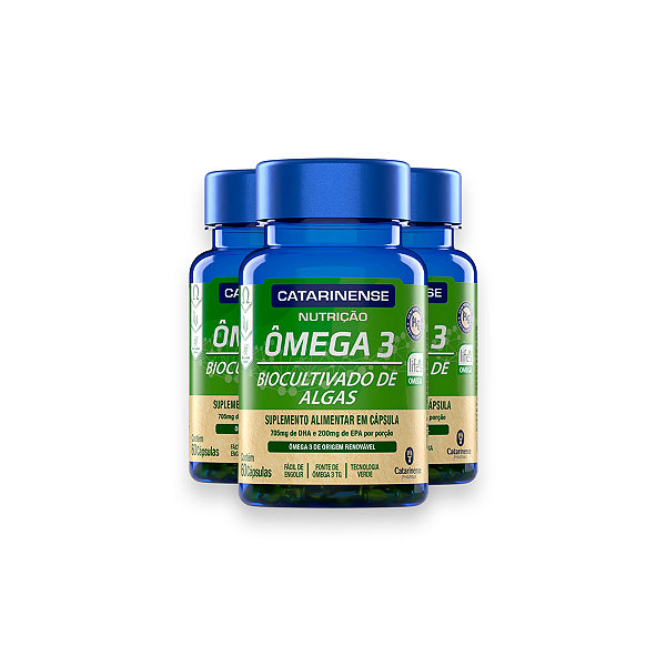 Kit 3 Ômega 3 Biocultivado de Algas Catarinense 60 Capsulas