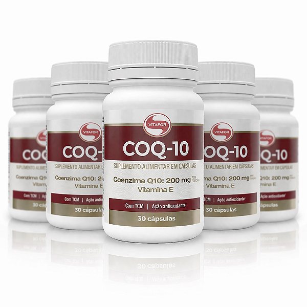 KIT 5 COQ-10 Vitafor Coenzima Q10 200mg e Vitamina E 30Caps