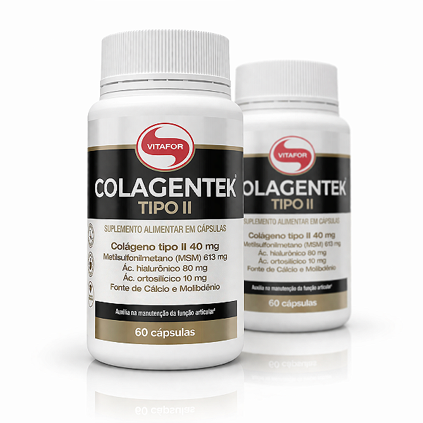 KIT 2 Colagentek Tipo II Vitafor Colágeno 40mg 60Caps