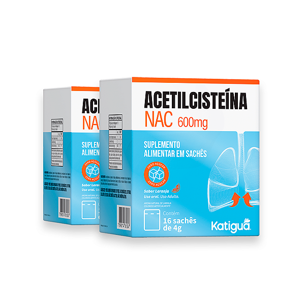 Kit 2 Nac Acetilcisteína Katiguá 600mg Laranja 16 Sachês
