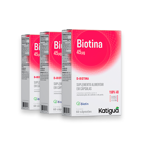 Kit 3 Biotina Katiguá Dose Máxima 500mg 60 cápsulas