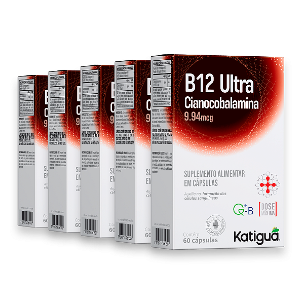 Kit 5 Vitamina B12 Ultra Katiguá 460mg 60 Cápsulas
