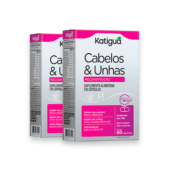 Kit 2 Cabelos e Unhas Reconstrução Katiguá 60 Cápsulas