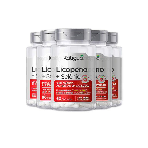 Kit 5 Licopeno de Tomate+Selênio Katiguá 60 Cápsulas