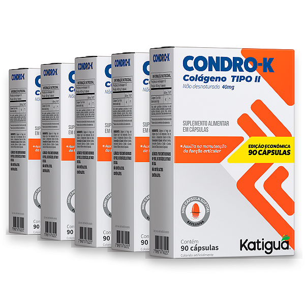 Kit 5 Condro-K Colageno Tipo II Katiguá 40mg 90 Cápsulas