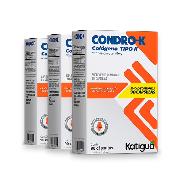 Kit 3 Condro-K Colageno Tipo II Katiguá 40mg 90 Cápsulas