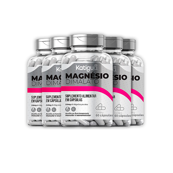 Kit 5 Magnésio Dimalato Katiguá 60 Cápsulas