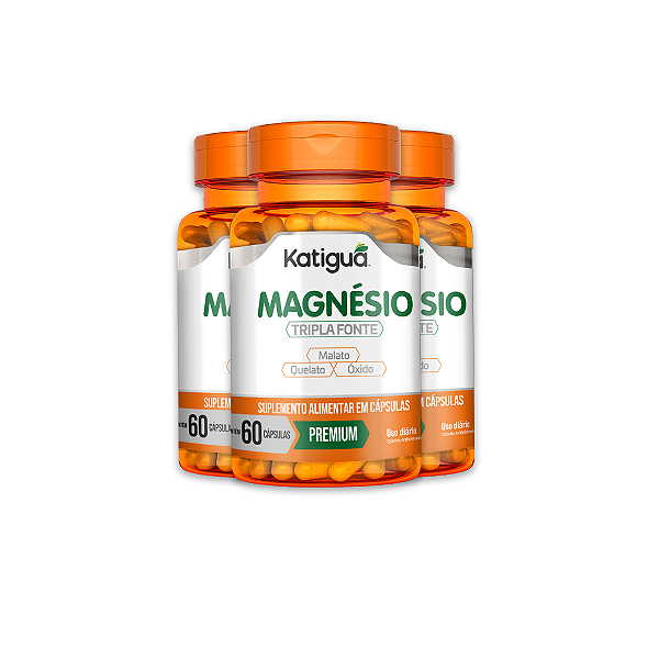 Kit 3 Magnésio Tripla Fonte Katiguá 500mg 60 Cápsulas