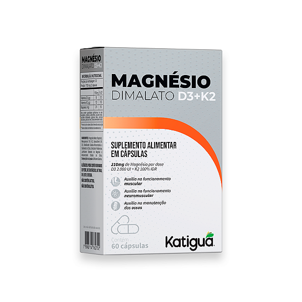 Magnésio Dimalato+D3+K2 Katiguá 60 Cápsulas