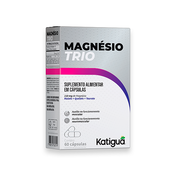 Magnésio Trio Dose Máxima Katiguá 210mg 60 Cápsulas