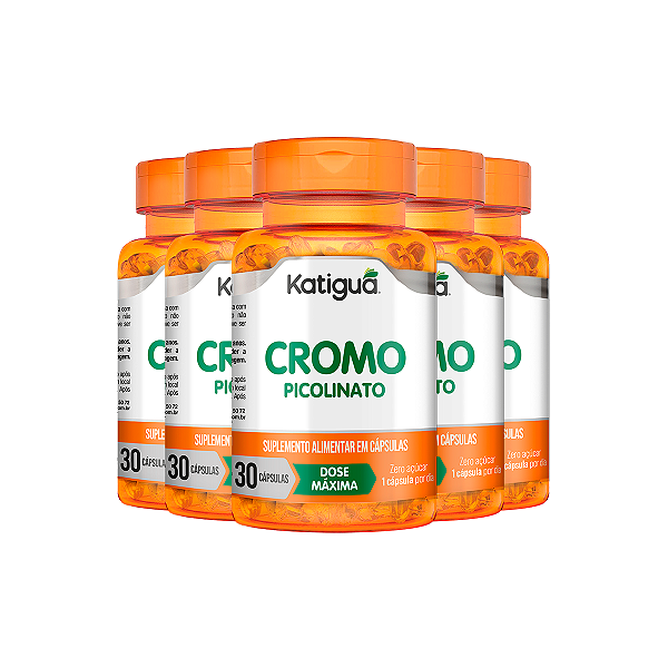 Kit 5 Cromo Picolinato Katiguá 30 Cápsulas