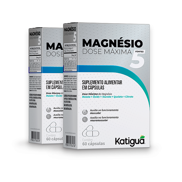 Kit 2 Magnésio 5 Fontes Dose Máx. Katiguá 210mg 60 Cápsulas
