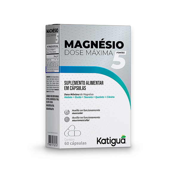Magnésio 5 Fontes Dose Máx. Katiguá 210mg 60 Cápsulas