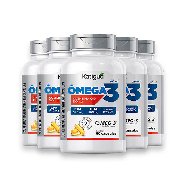 Kit 5 Ômega 3 Conc. Q10 Katiguá 540/360mg 60 Cápsulas