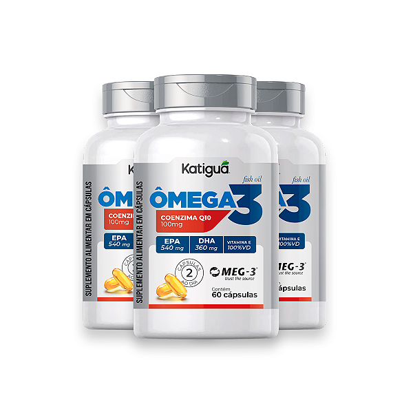 Kit 3 Ômega 3 Conc. Q10 Katiguá 540/360mg 60 Cápsulas