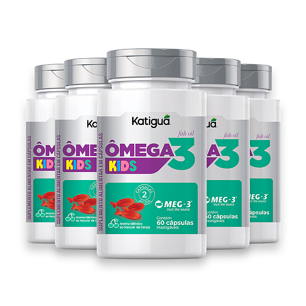 Kit 5 Ômega 3 Kids Peixinhos Katiguá 60 Cápsulas