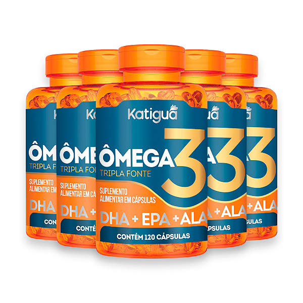 Kit 5 Ômega 3 Tripla Fonte Katiguá 1000mg 120 Cápsulas