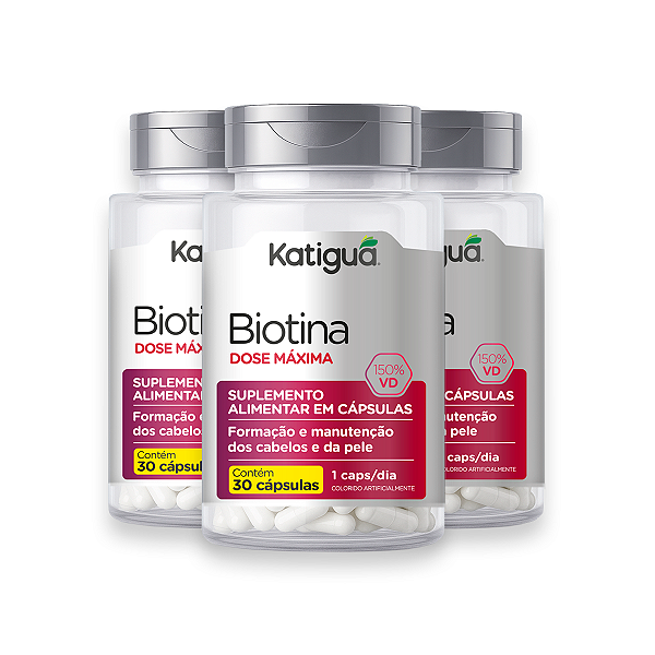 Kit 3 Biotina Dose Máxima Katiguá 500mg 30 Cápsulas