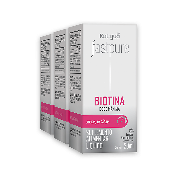 Kit 3 Fast Pure Biotina Dose Máxima Katiguá 20ml