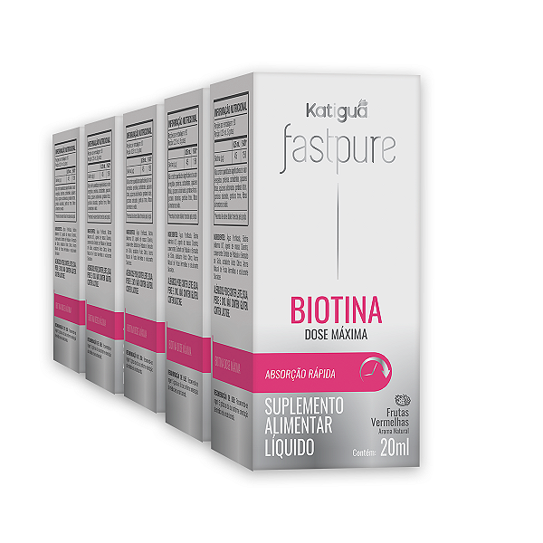 Kit 5 Fast Pure Biotina Dose Máxima Katiguá 20ml