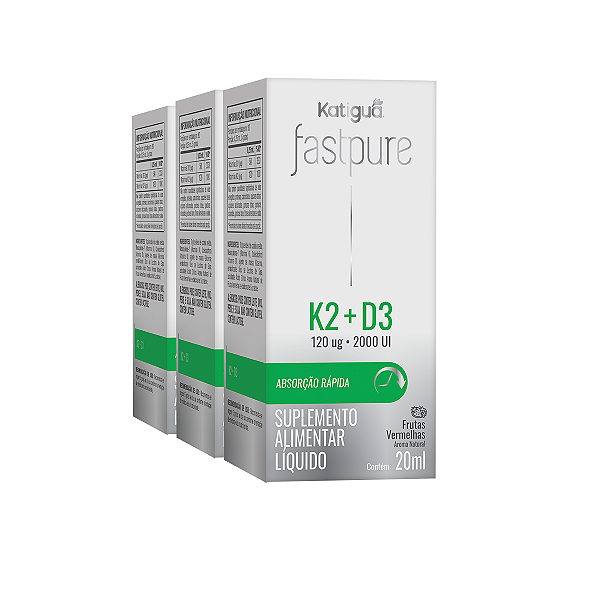 Kit 3 Fast Pure K2+D3 Dose Máxima Katiguá 20ml
