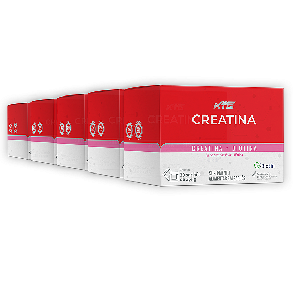 Kit 5 Creatina + Biotina Katiguá 30 Sachês Limão