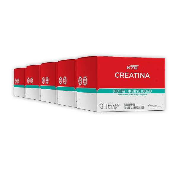 Kit 5 Creatina + Magnésio Katiguá 30 Sachês Limão