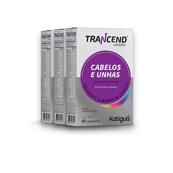 Kit 3 Trancend Completo Cabelos e Unhas Katiguá 60 Cápsulas