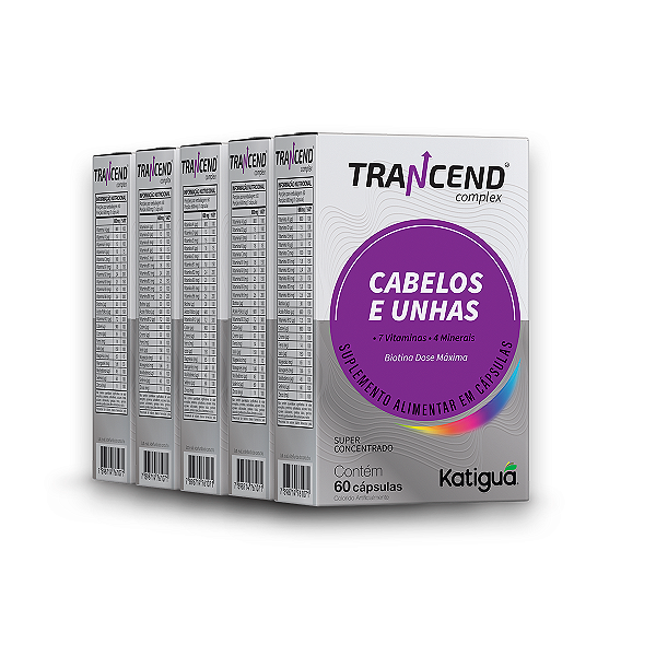 Kit 5 Trancend Completo Cabelos e Unhas Katiguá 60 Cápsulas